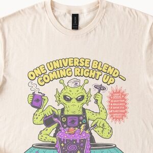 Alien Coffee Shop Cosmic Graphic Tee Space Sci-Fi Design